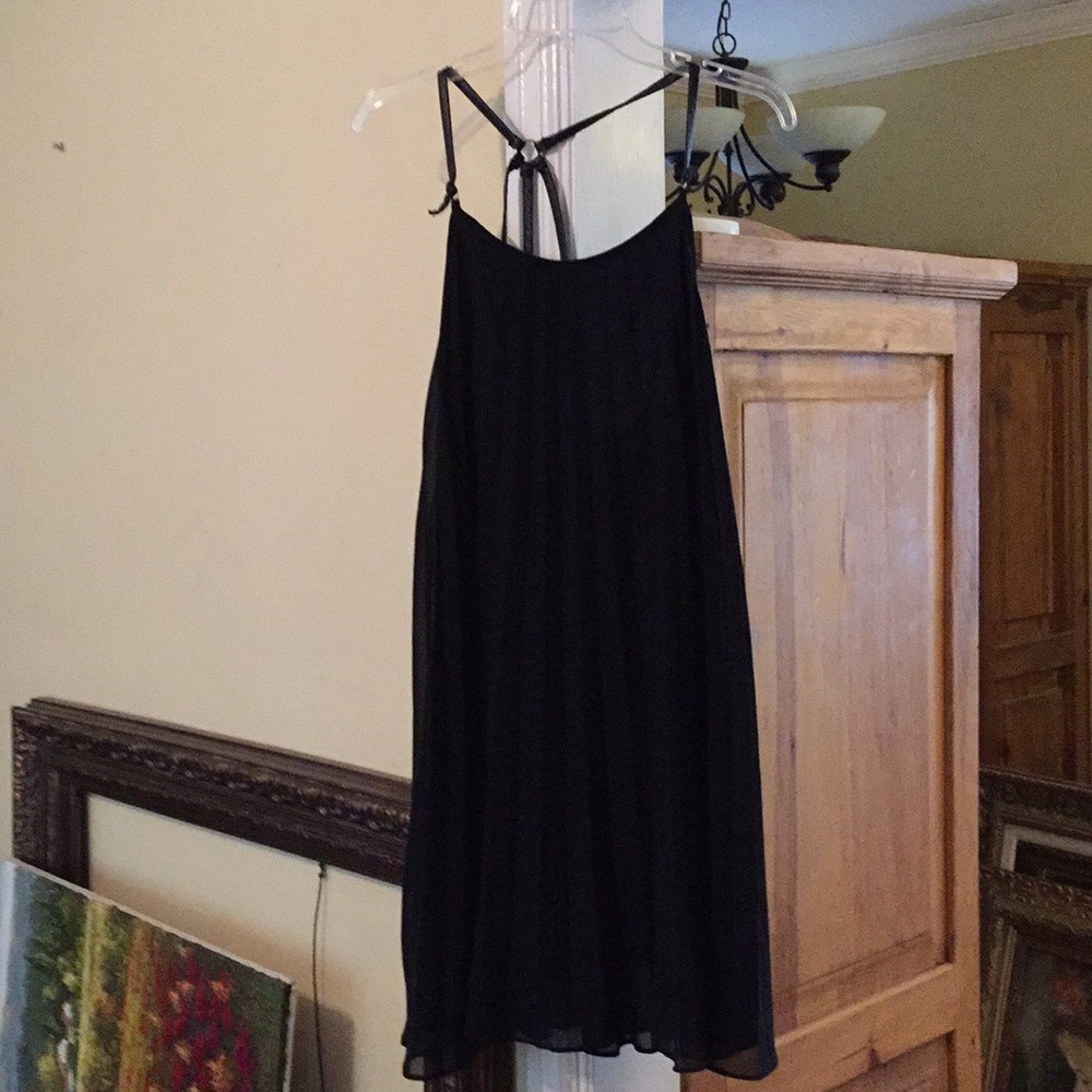 Black dress with leather straps
